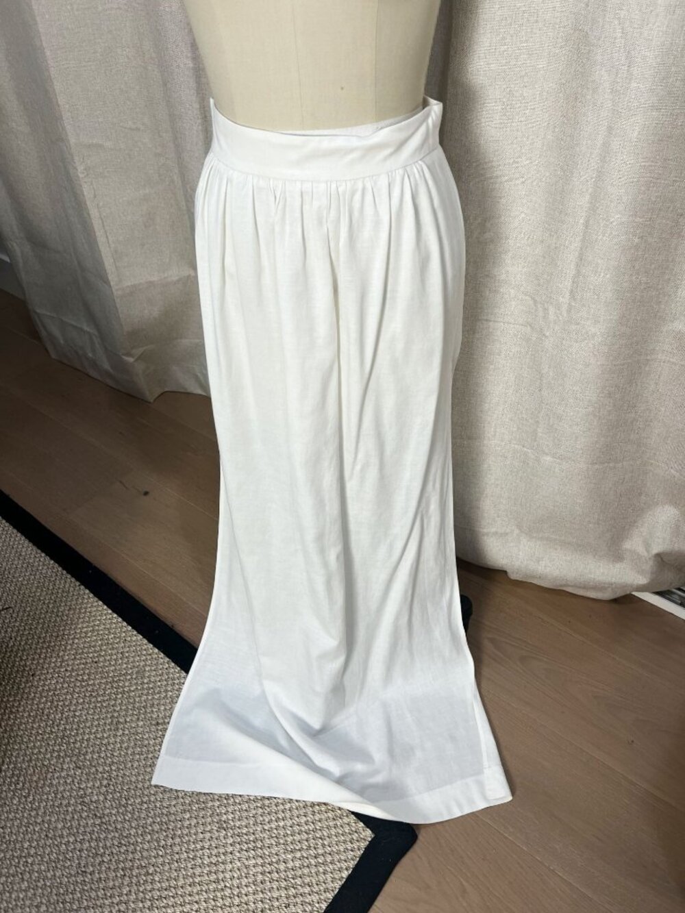 RUMER THE LABEL Roam Linen Blend Side Slits Maxi Skirt Sz S White Resort